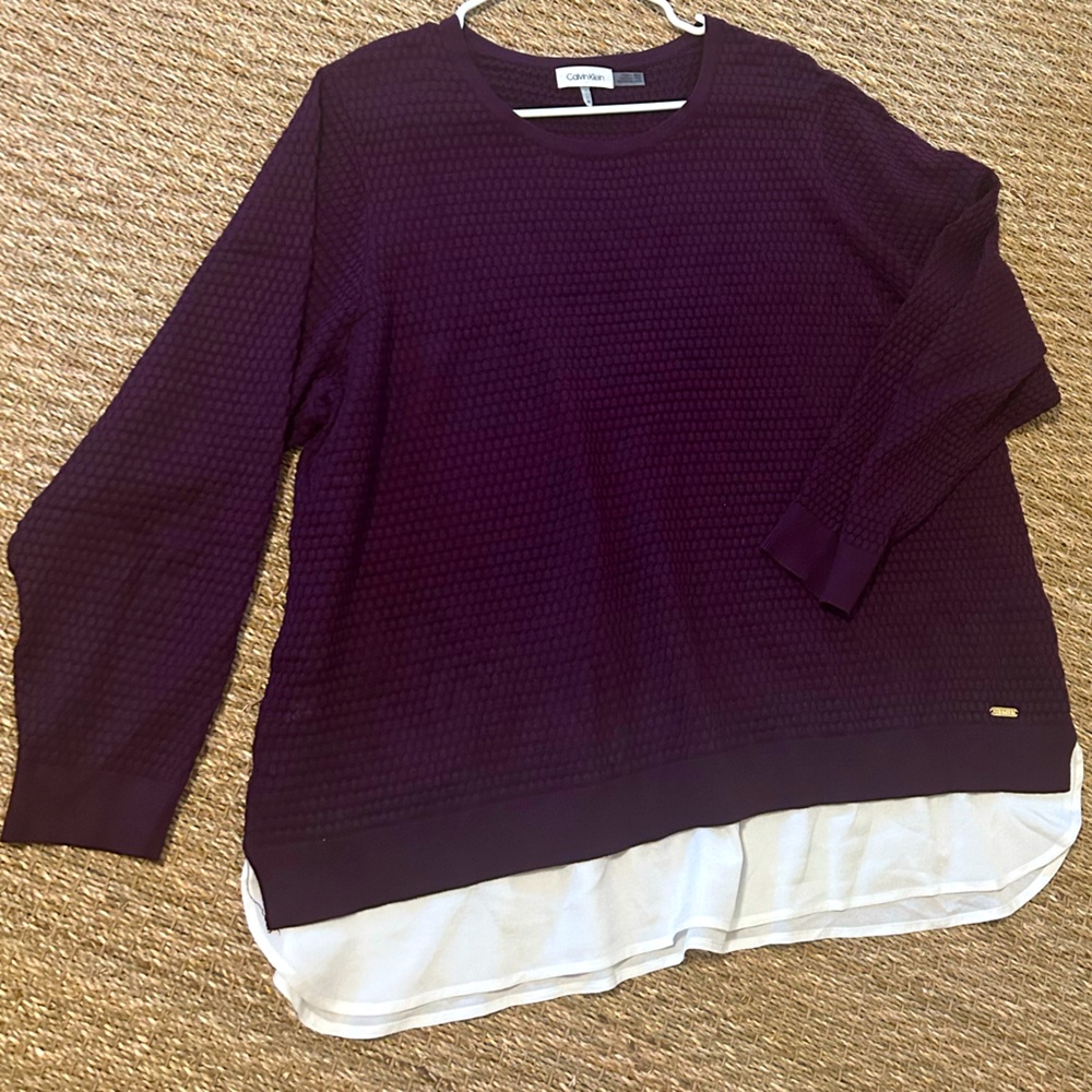 Ann Taylor Purple Sweater with White Hem